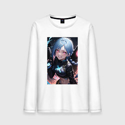 Лонгслив хлопковый мужской Arcane League Of Legends JINX anime, цвет: белый