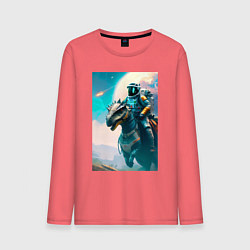 Мужской лонгслив Космонавт верхом на динозавре