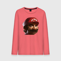 Лонгслив хлопковый мужской Mario pixel, цвет: коралловый