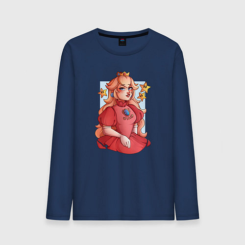 Мужской лонгслив The Super Mario Bros Принцесса Пич / Тёмно-синий – фото 1