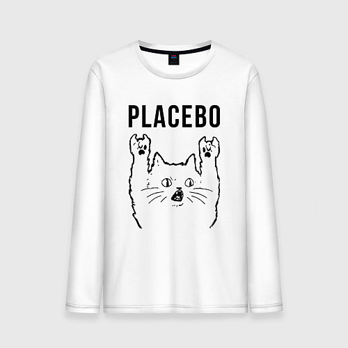 Мужской лонгслив Placebo - rock cat / Белый – фото 1