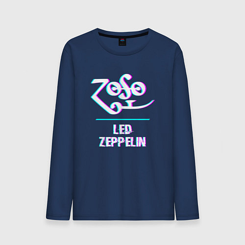 Мужской лонгслив Led Zeppelin glitch rock / Тёмно-синий – фото 1