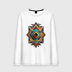 Лонгслив хлопковый мужской Этнический ромб, цвет: белый