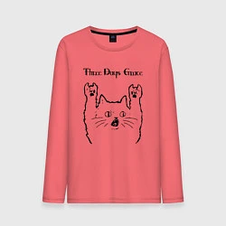 Лонгслив хлопковый мужской Three Days Grace - rock cat, цвет: коралловый