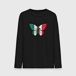 Лонгслив хлопковый мужской Мексика бабочка, цвет: черный