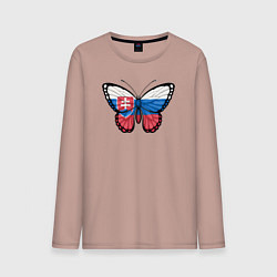 Лонгслив хлопковый мужской Словакия бабочка, цвет: пыльно-розовый