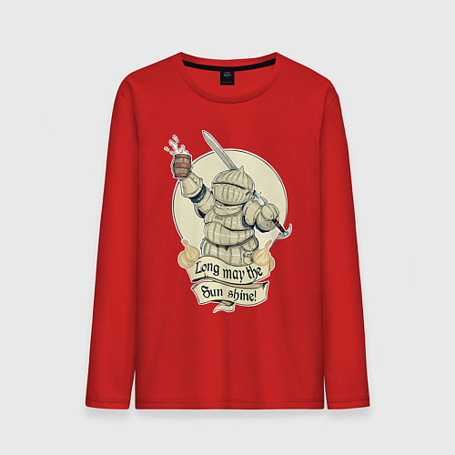 Мужской лонгслив Рыцарь с пивной кружкой / Красный – фото 1