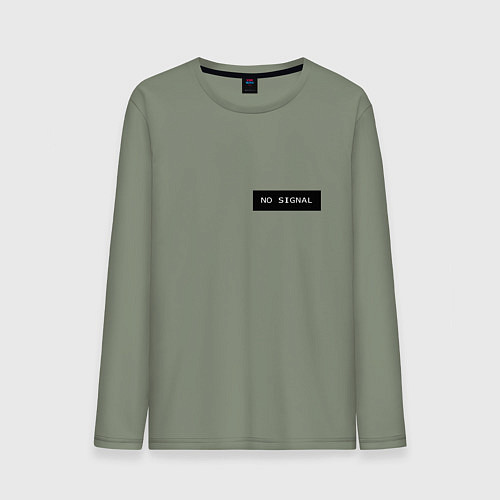 Мужской лонгслив Нет сигнала на черном фоне - мини / Авокадо – фото 1
