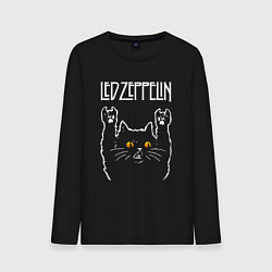 Лонгслив хлопковый мужской Led Zeppelin rock cat, цвет: черный