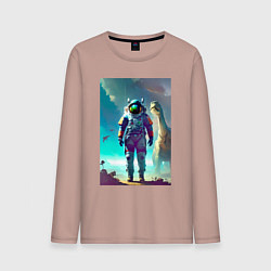Мужской лонгслив Космонавт на планете динозавров - нейросеть