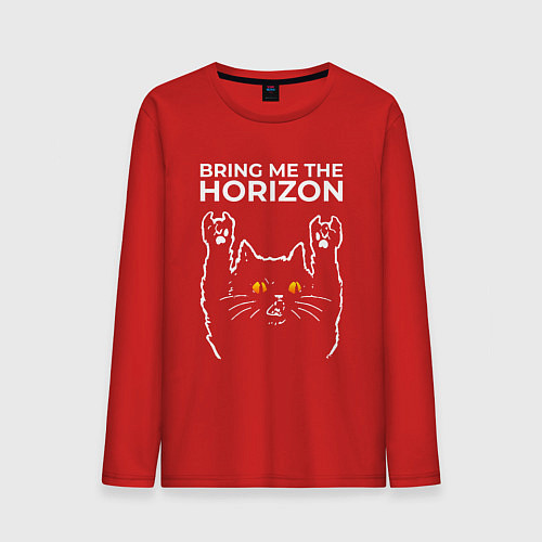 Мужской лонгслив Bring Me the Horizon rock cat / Красный – фото 1