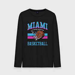 Лонгслив хлопковый мужской Basket Miami, цвет: черный