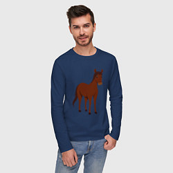 Лонгслив хлопковый мужской Прекрасная лошадка, цвет: тёмно-синий — фото 2