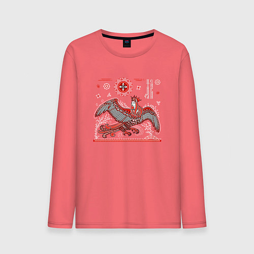 Мужской лонгслив Птица Сирин / Коралловый – фото 1