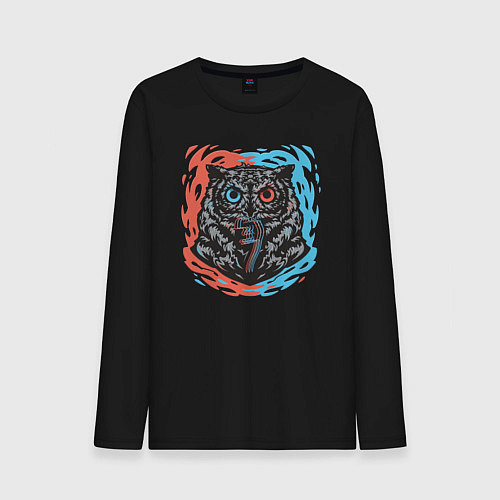 Мужской лонгслив Ночной охотник-сова / Черный – фото 1