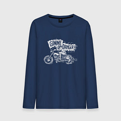 Лонгслив хлопковый мужской Gimme danger - motorcycle - motto, цвет: тёмно-синий
