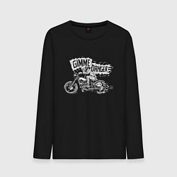 Лонгслив хлопковый мужской Gimme danger - motorcycle - motto, цвет: черный