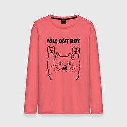 Лонгслив хлопковый мужской Fall Out Boy - rock cat, цвет: коралловый