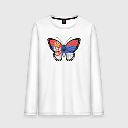 Лонгслив хлопковый мужской Бабочка Сербия, цвет: белый