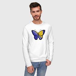 Лонгслив хлопковый мужской Бабочка Босния и Герцеговина, цвет: белый — фото 2