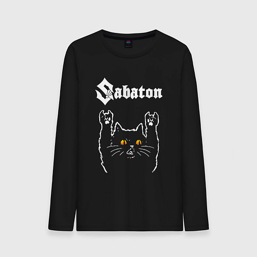 Мужской лонгслив Sabaton rock cat / Черный – фото 1