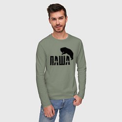 Лонгслив хлопковый мужской Паша и медведь, цвет: авокадо — фото 2