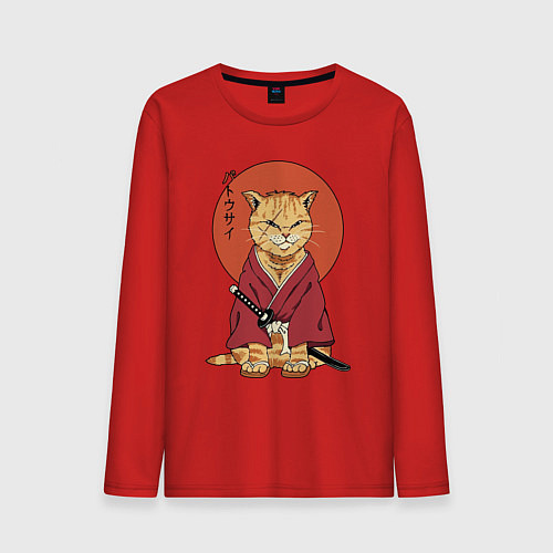 Мужской лонгслив Samurai kimono cat / Красный – фото 1