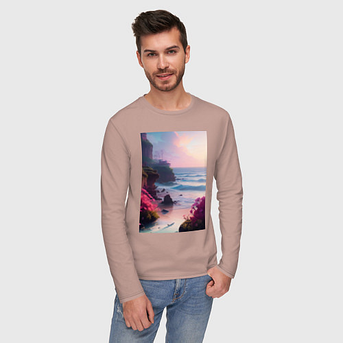 Мужской лонгслив Вечер в бухте / Пыльно-розовый – фото 3
