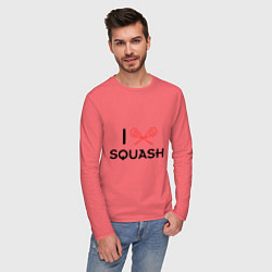 Лонгслив хлопковый мужской I Love Squash, цвет: коралловый — фото 2