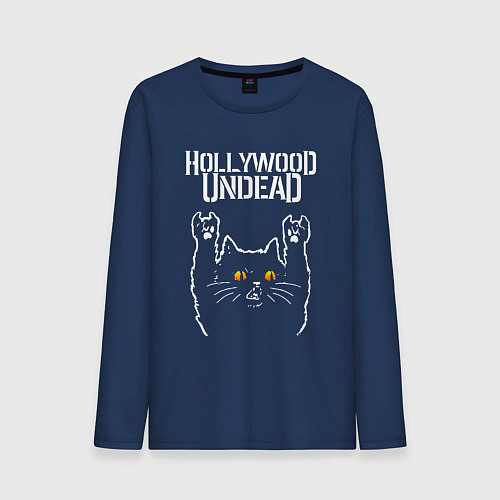 Мужской лонгслив Hollywood Undead rock cat / Тёмно-синий – фото 1