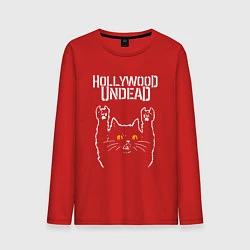 Лонгслив хлопковый мужской Hollywood Undead rock cat, цвет: красный