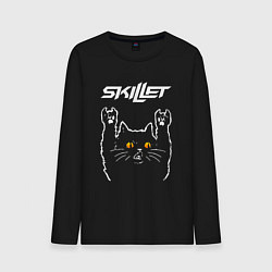 Лонгслив хлопковый мужской Skillet rock cat, цвет: черный