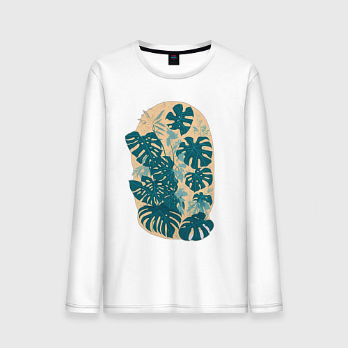 Мужской лонгслив Монстера Стэндлиана / Белый – фото 1