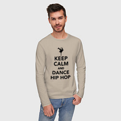 Лонгслив хлопковый мужской Keep calm and dance hip hop, цвет: миндальный — фото 2