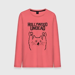 Лонгслив хлопковый мужской Hollywood Undead - rock cat, цвет: коралловый