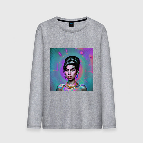 Мужской лонгслив Amy Winehouse Great Glitch Art / Меланж – фото 1