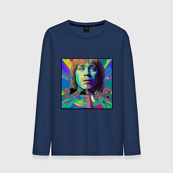 Лонгслив хлопковый мужской Brian Jones Glitch Modern Art, цвет: тёмно-синий