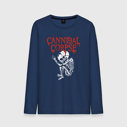 Мужской лонгслив Cannibal Corpse - скелет / Тёмно-синий – фото 1