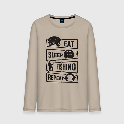 Мужской лонгслив Eat sleep fishing repeat / Миндальный – фото 1