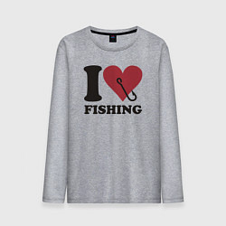 Лонгслив хлопковый мужской I love fishing, цвет: меланж