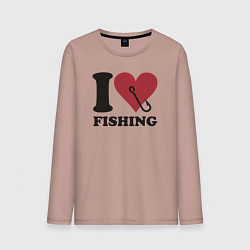 Лонгслив хлопковый мужской I love fishing, цвет: пыльно-розовый