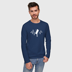 Лонгслив хлопковый мужской Пинг-понг в моем сердце, цвет: тёмно-синий — фото 2