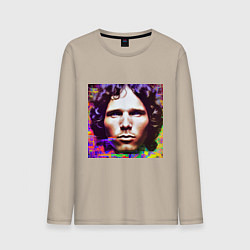 Лонгслив хлопковый мужской Jim Morrison Glitch 25 Digital Art, цвет: миндальный