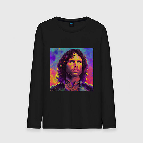 Мужской лонгслив Jim Morrison Strange colors Art / Черный – фото 1