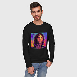 Лонгслив хлопковый мужской Jim Morrison Strange colors Art, цвет: черный — фото 2