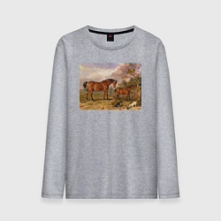 Мужской лонгслив Две лошади и две собаки