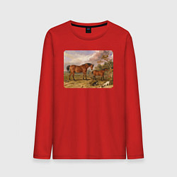 Мужской лонгслив Две лошади и две собаки