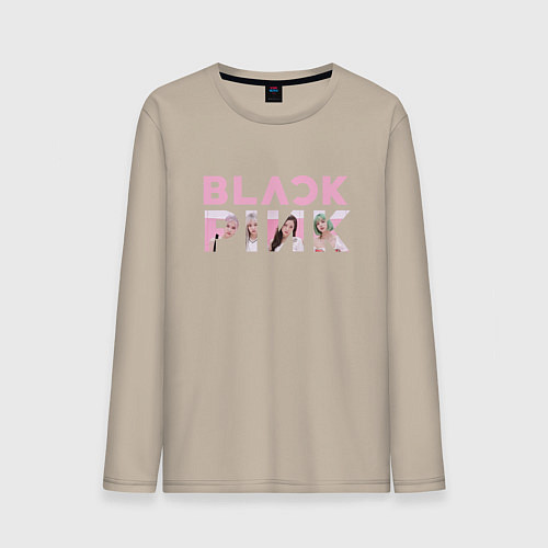 Мужской лонгслив Blackpink logo Jisoo Lisa Jennie Rose / Миндальный – фото 1