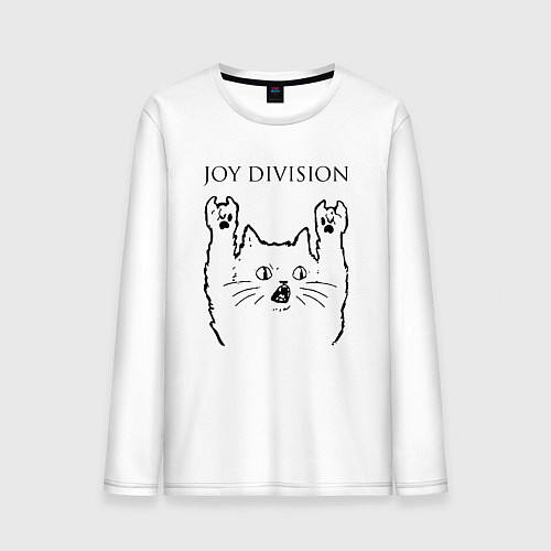 Мужской лонгслив Joy Division - rock cat / Белый – фото 1