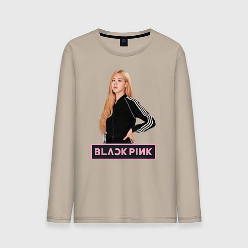 Мужской лонгслив Блэкпинк Роза / Миндальный – фото 1